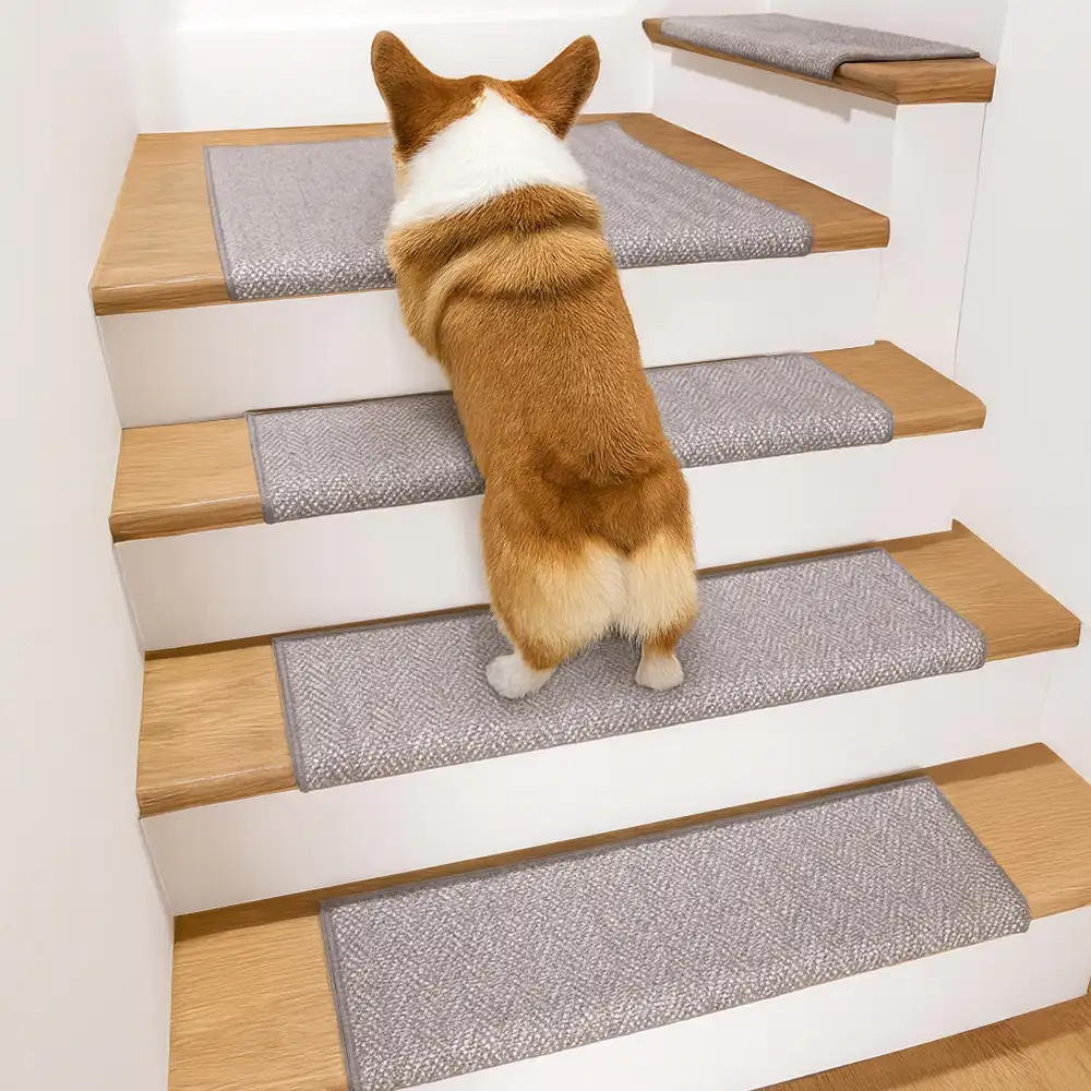 Garde-corps en velours doux pour les escaliers intérieurs, adaptés aux animaux de compagnie, sans adhésif, tapis antidérapants pour escaliers. - Image 23
