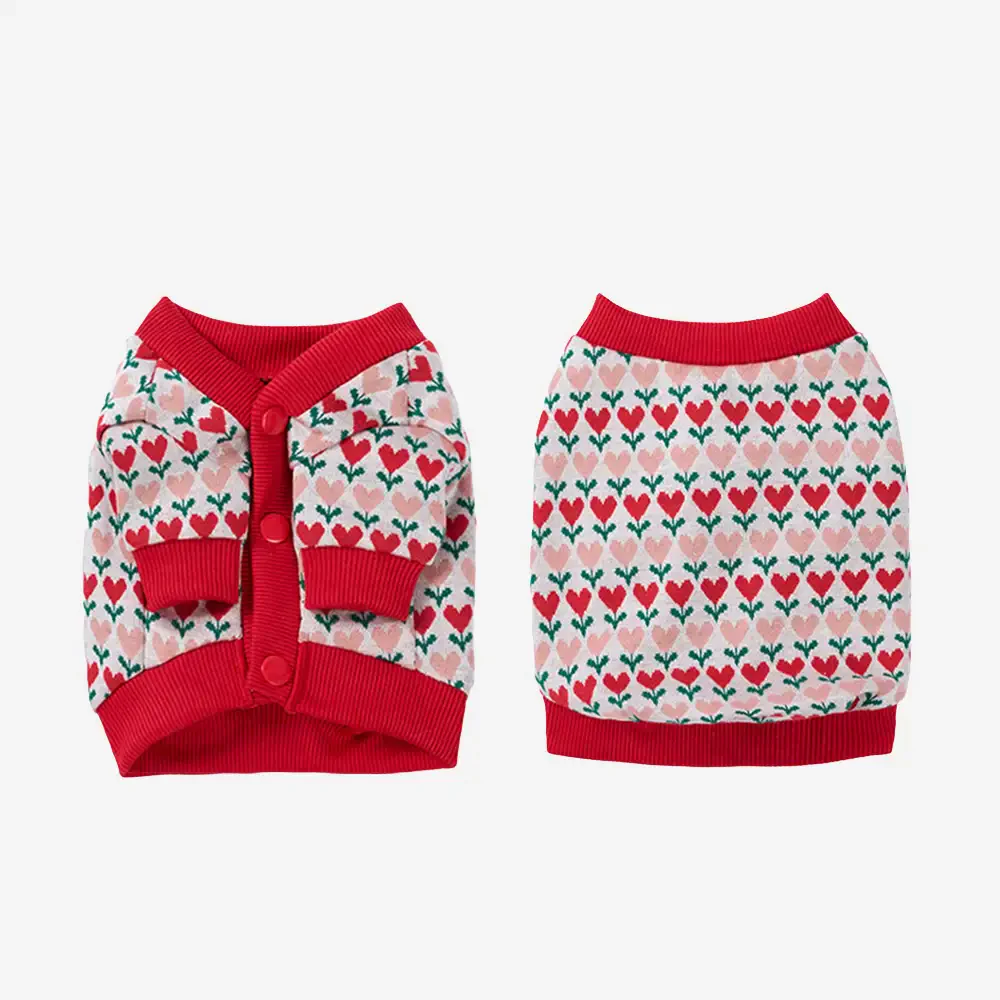 Gilet en laine pour chien avec motif de cœur de Fair Isle pour teckel. - Image 3