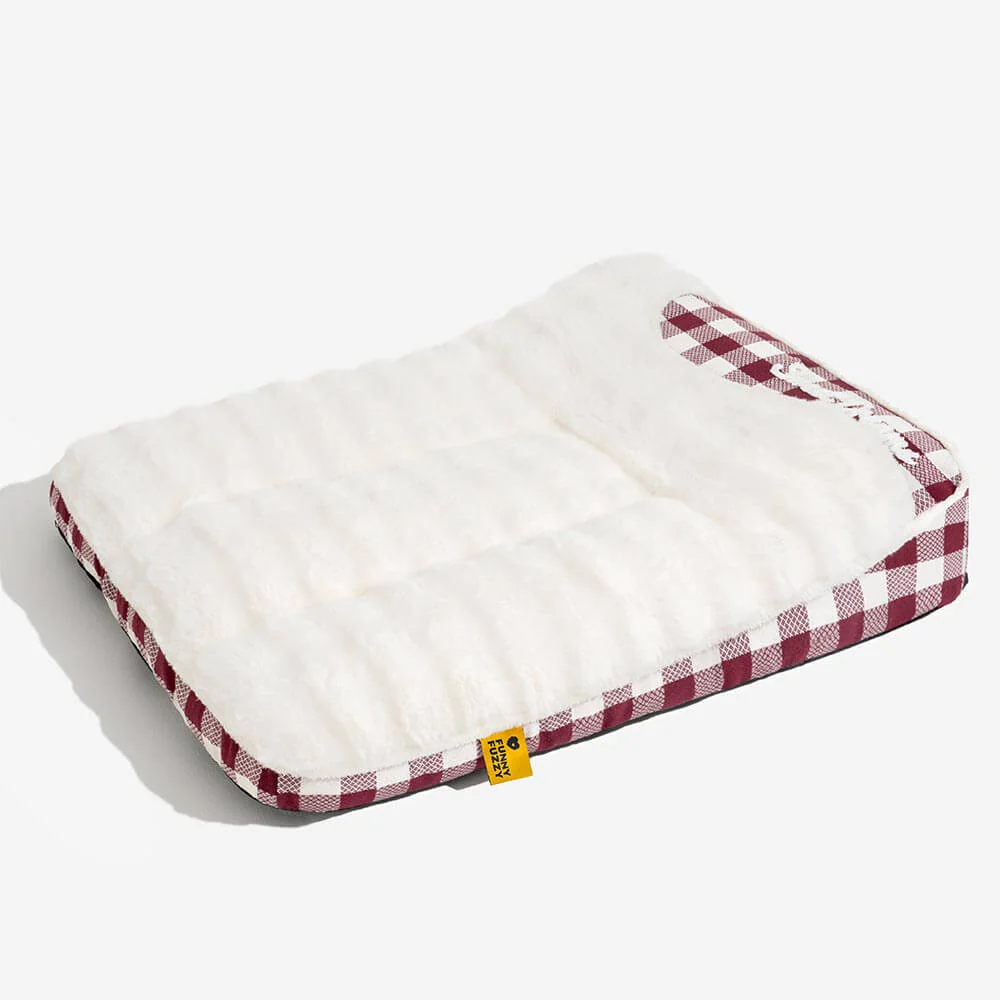 Lit rectangulaire pour chien avec tête de dossier à carreaux classiques et grand soutien apaisant - Dreamy Wave - Image 15