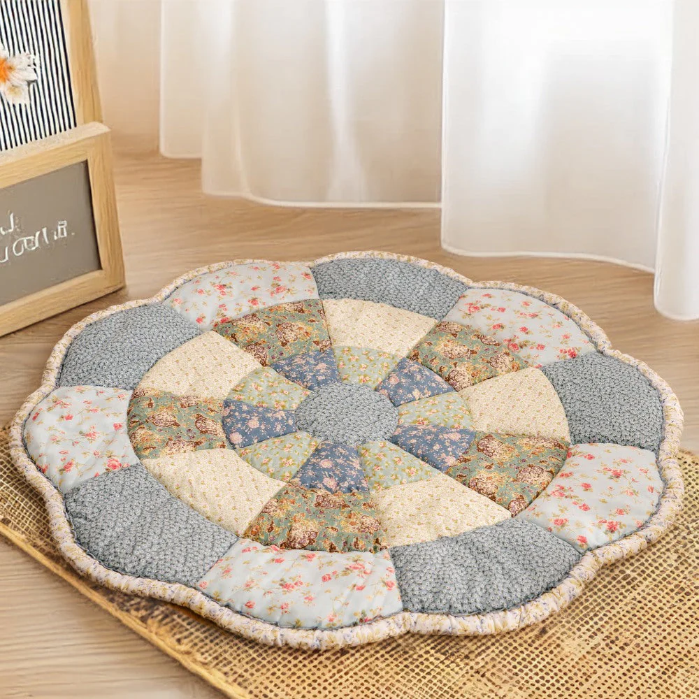 Grand tapis pour animaux de compagnie en forme de fleur à motif floral chic - Image 3