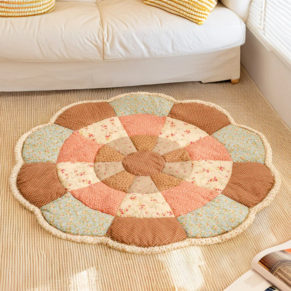 Grand tapis pour animaux de compagnie en forme de fleur à motif floral chic - Image 4