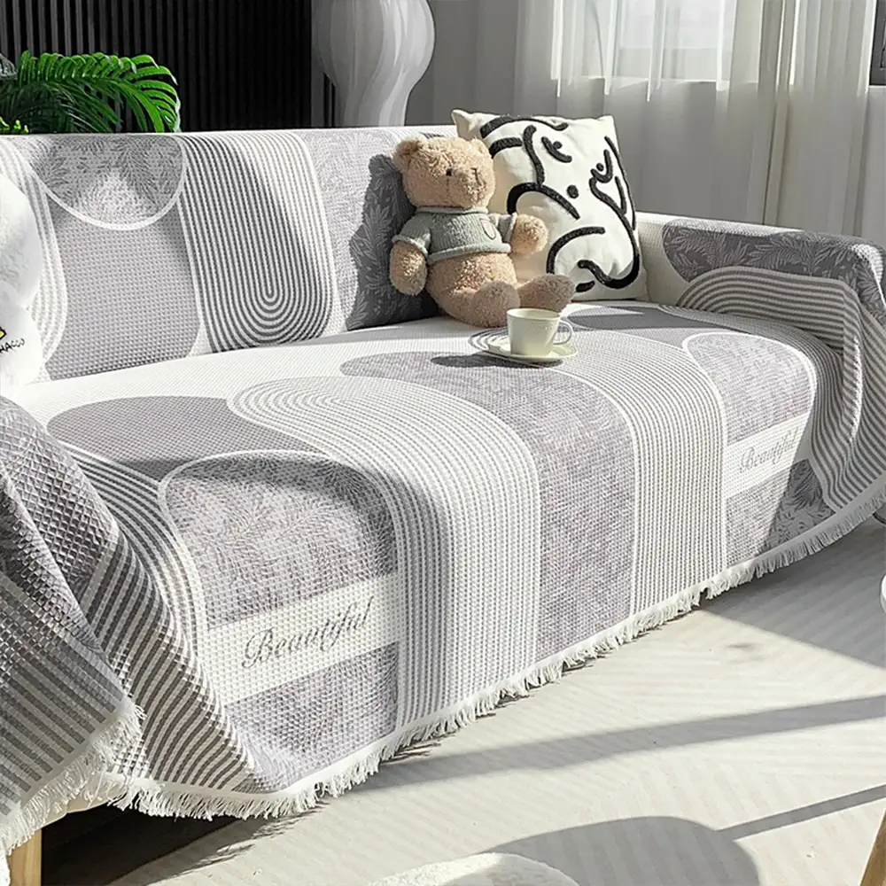 Jeté de canapé plaid pour canapé en tissu gaufré respirant doux pour la peau
