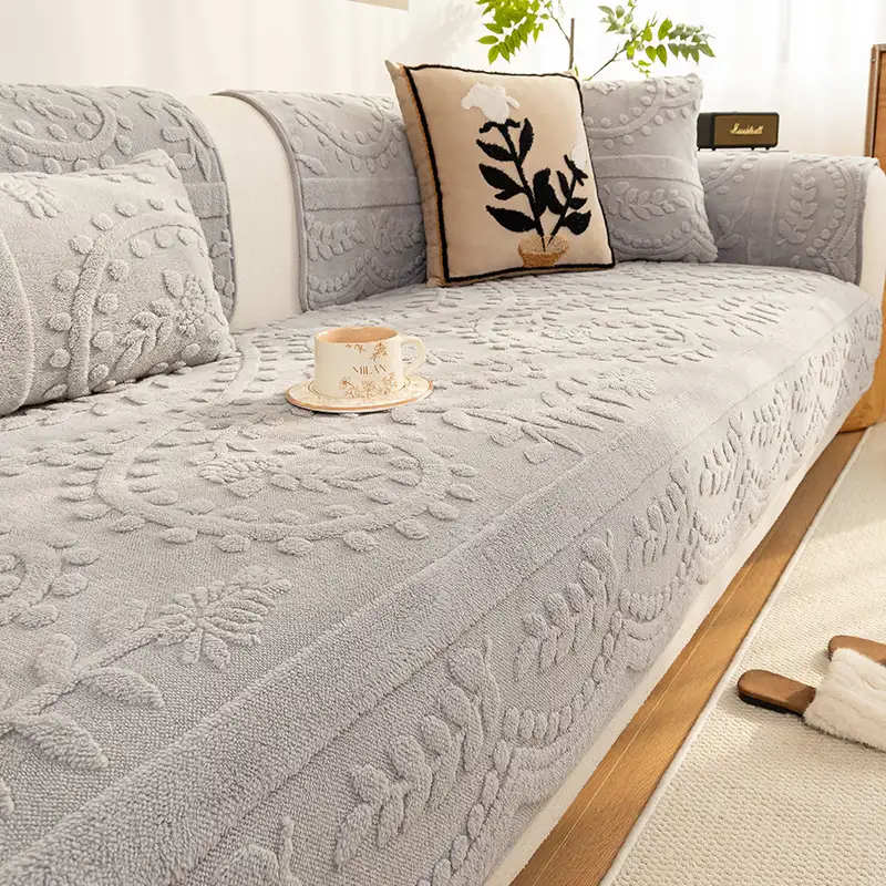 Housse canapé velours jacquard confortable résistante rayures antidérapante - Image 3