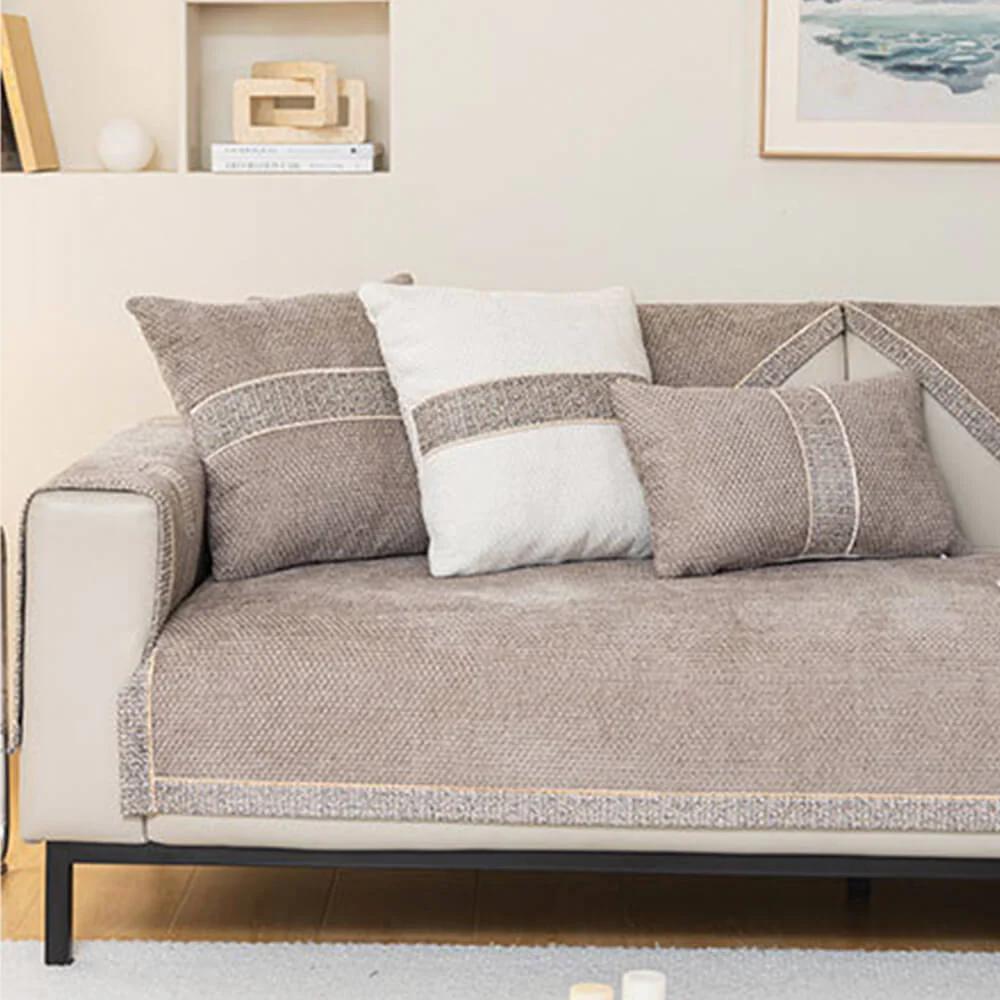 Housse de canapé antidérapante chenille tissée tweed moderne toutes saisons - Image 10