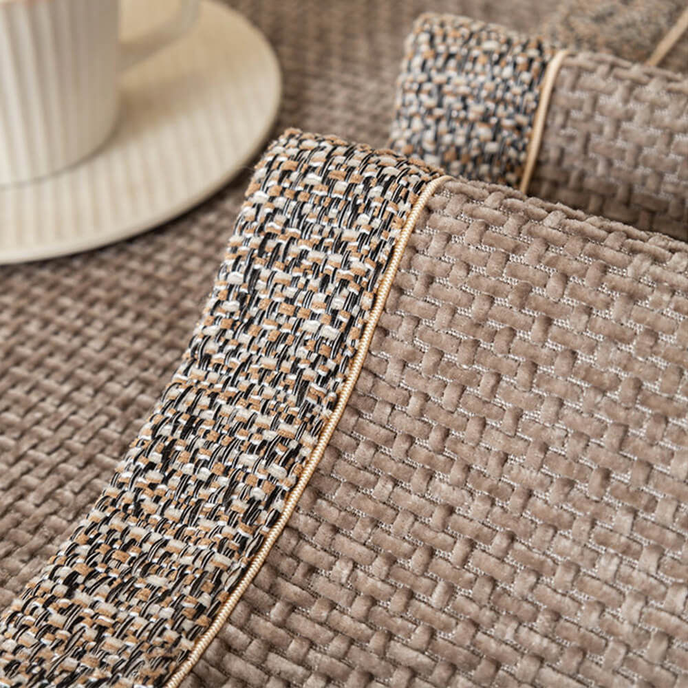 Housse de canapé antidérapante chenille tissée tweed moderne toutes saisons - Image 3