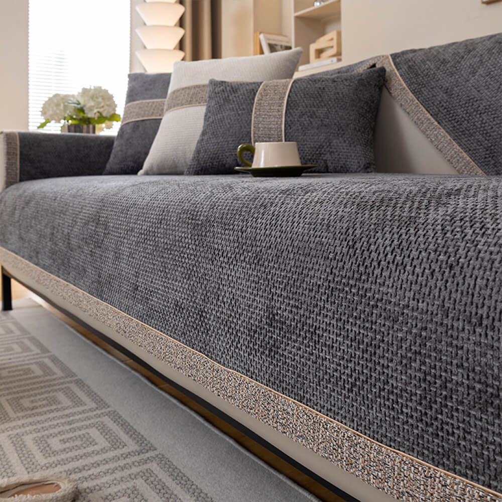 Housse de canapé antidérapante chenille tissée tweed moderne toutes saisons - Image 6