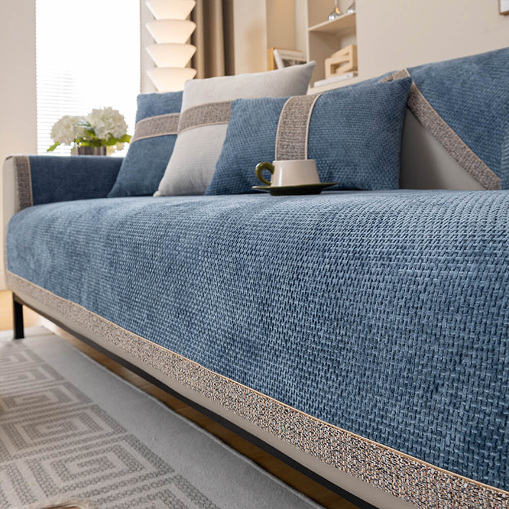 Housse de canapé antidérapante chenille tissée tweed moderne toutes saisons - Image 8