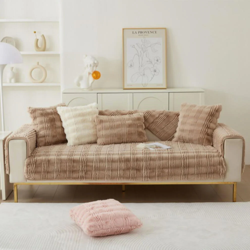 Housse de canapé antidérapante en fausse fourrure de lapin moderne et confortable - Image 11