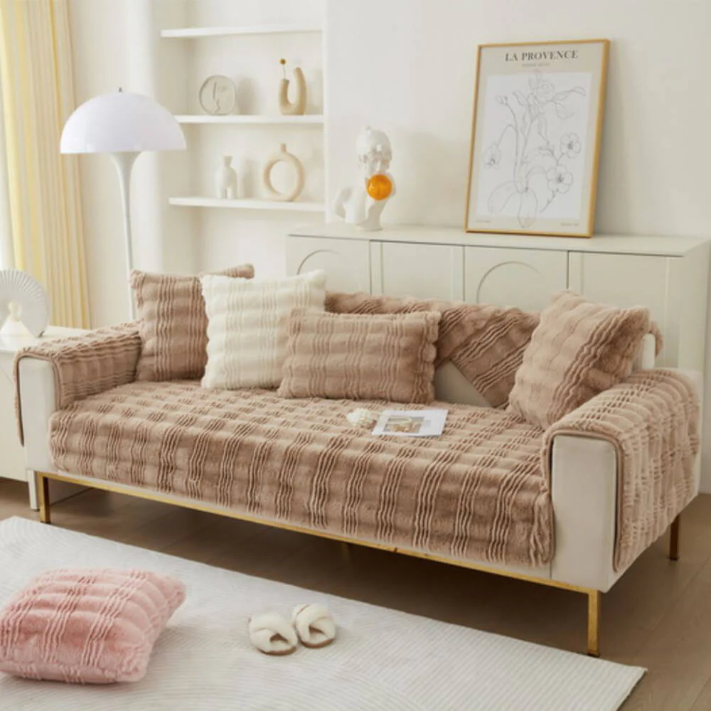 Housse de canapé antidérapante en fausse fourrure de lapin moderne et confortable - Image 12