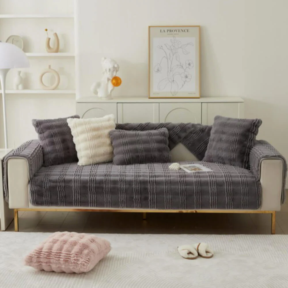 Housse de canapé antidérapante en fausse fourrure de lapin moderne et confortable - Image 14