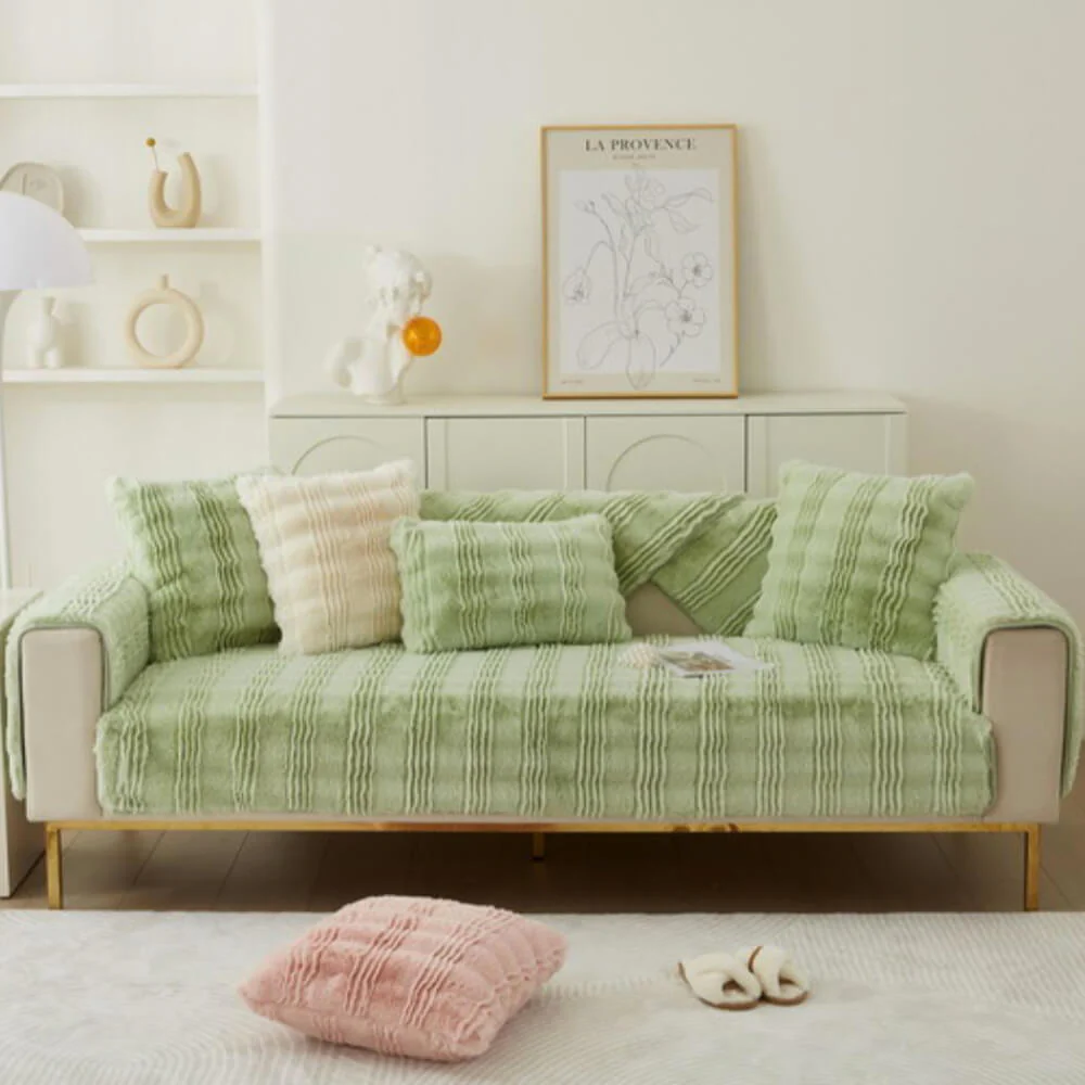 Housse de canapé antidérapante en fausse fourrure de lapin moderne et confortable - Image 15