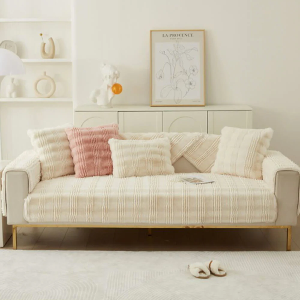 Housse de canapé antidérapante en fausse fourrure de lapin moderne et confortable - Image 17
