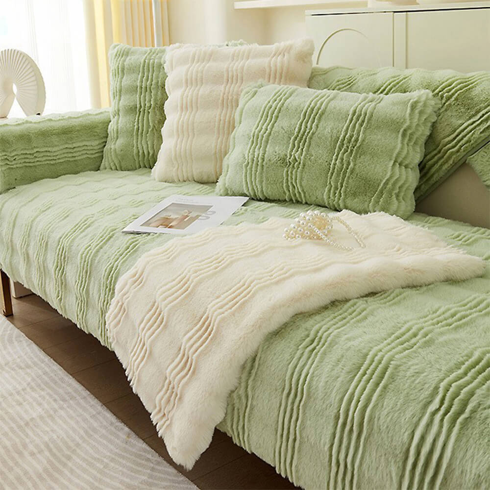 Housse de canapé antidérapante en fausse fourrure de lapin moderne et confortable - Image 7