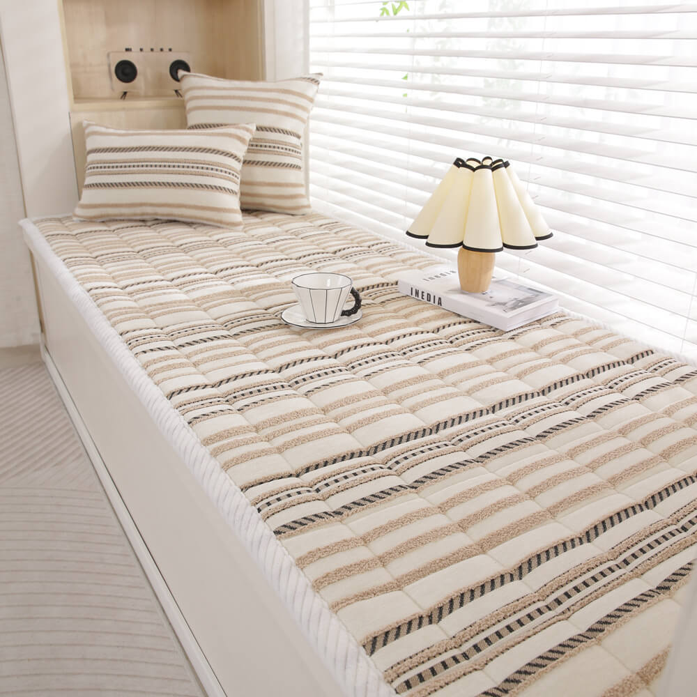 Housse de canapé antidérapante en peluche rayée en chenille avec matelas confortable pour animaux - Image 14