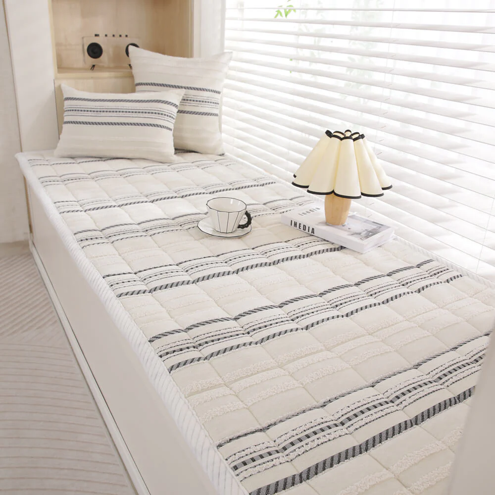 Housse de canapé antidérapante en peluche rayée en chenille avec matelas confortable pour animaux - Image 16