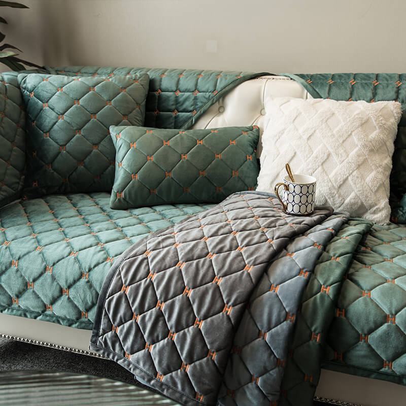Housse de canapé antidérapante en velours matelassé de luxe - Image 10