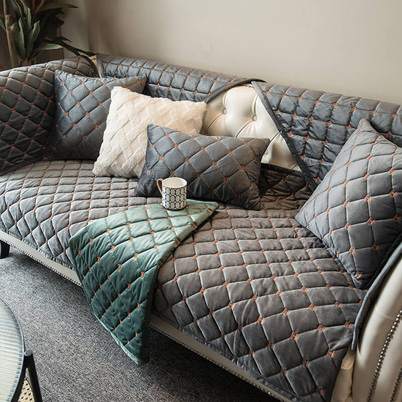 Housse de canapé antidérapante en velours matelassé de luxe - Image 11