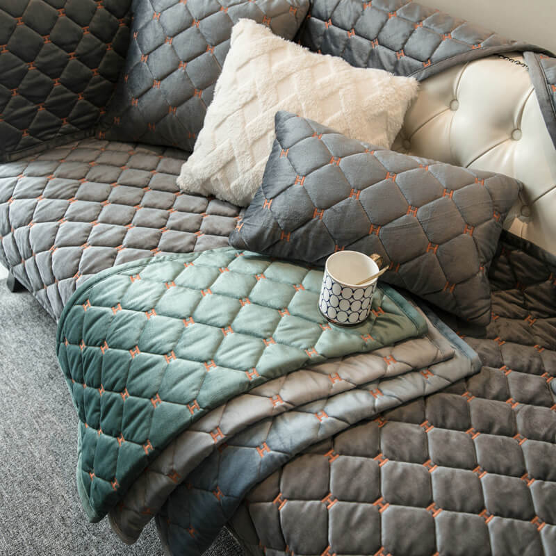 Housse de canapé antidérapante en velours matelassé de luxe - Image 4