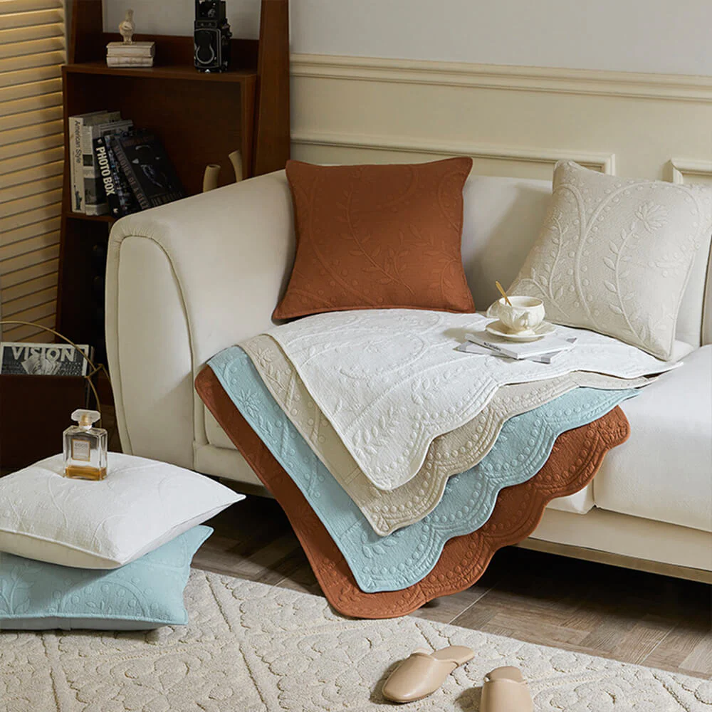 Housse de canapé boho en coton tissé respirant texturé - Image 4