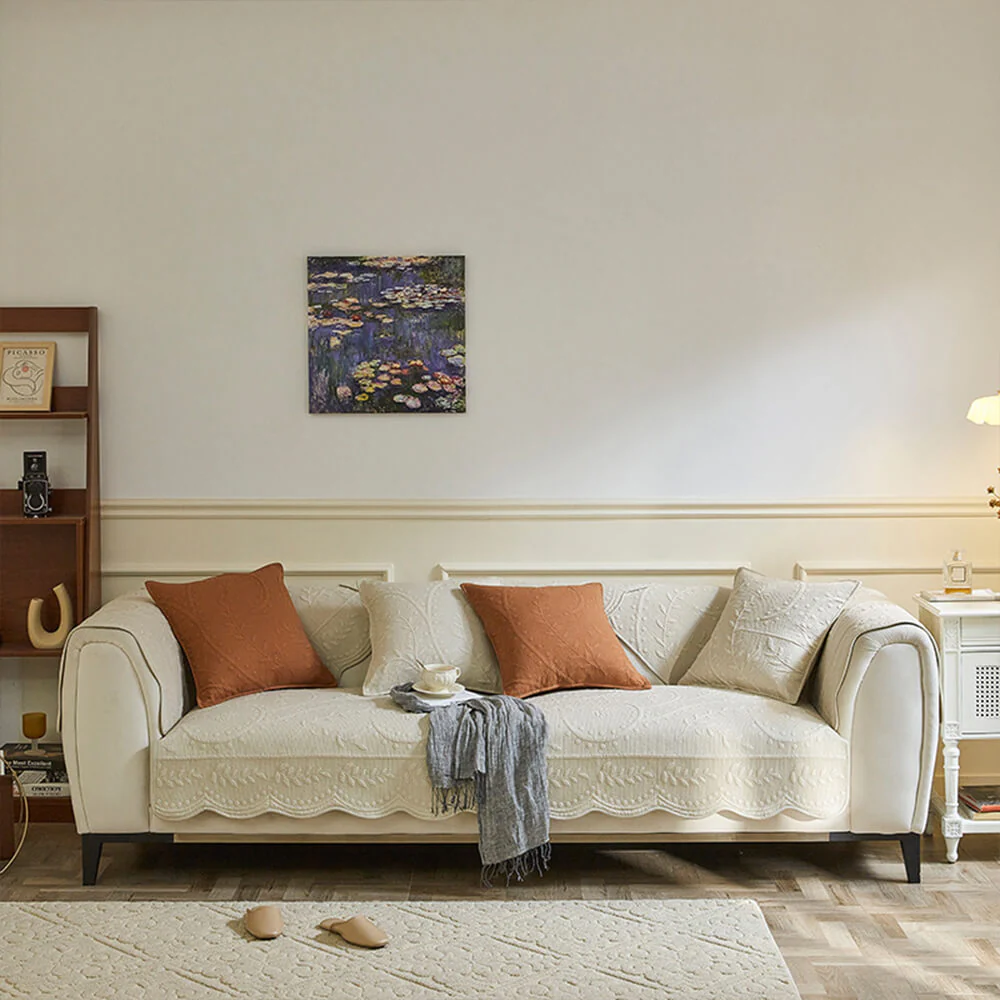 Housse de canapé boho en coton tissé respirant texturé - Image 6