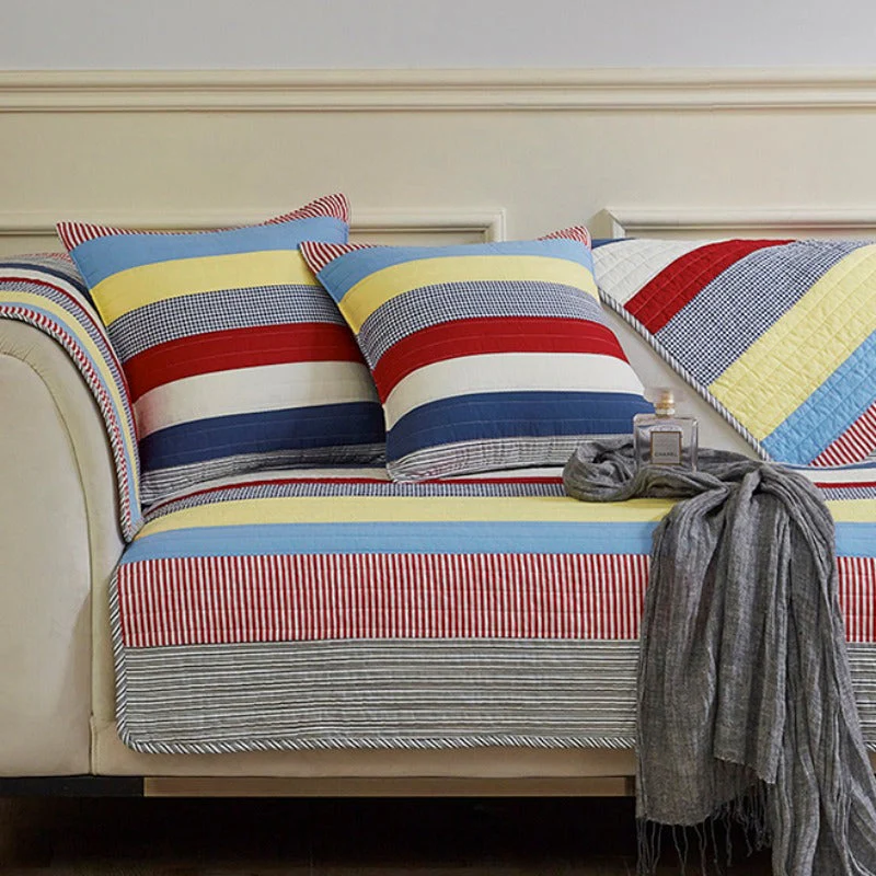 Housse de Canapé Chic Matelassée Rayée Colorée Confortable - Image 2