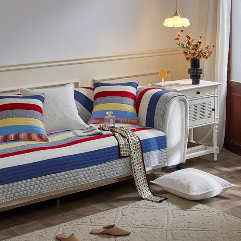 Housse de Canapé Chic Matelassée Rayée Colorée Confortable - Image 6