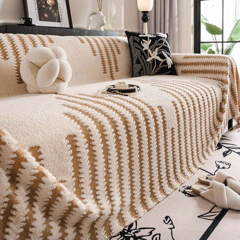 Jeté de canapé housse de canapé confortable en peluche anti-rayures couverture décorative complète - Image 3