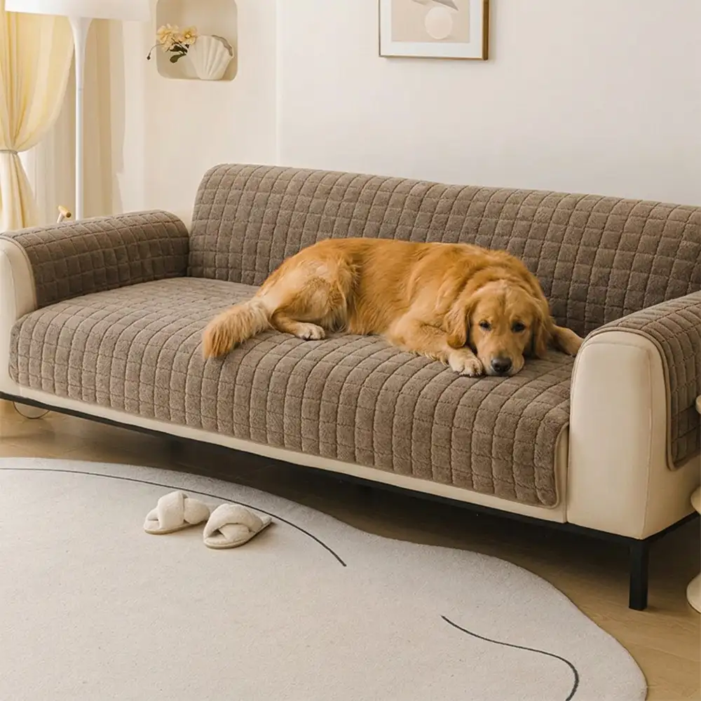 Housse de canapé courte en peluche douce pour animaux de compagnie, protection anti-dérapante. - Image 14