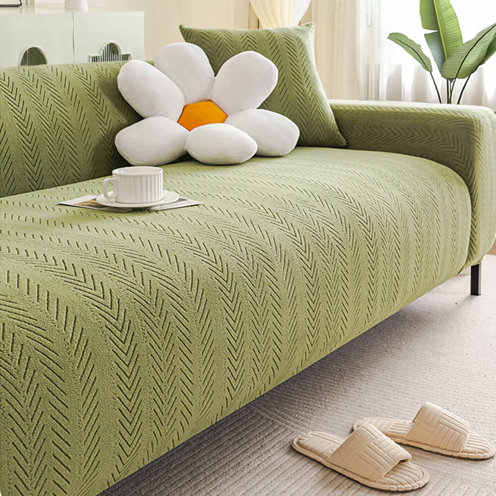 Housse de canapé élastique magique esthétique crème en chevrons élégante - Image 6