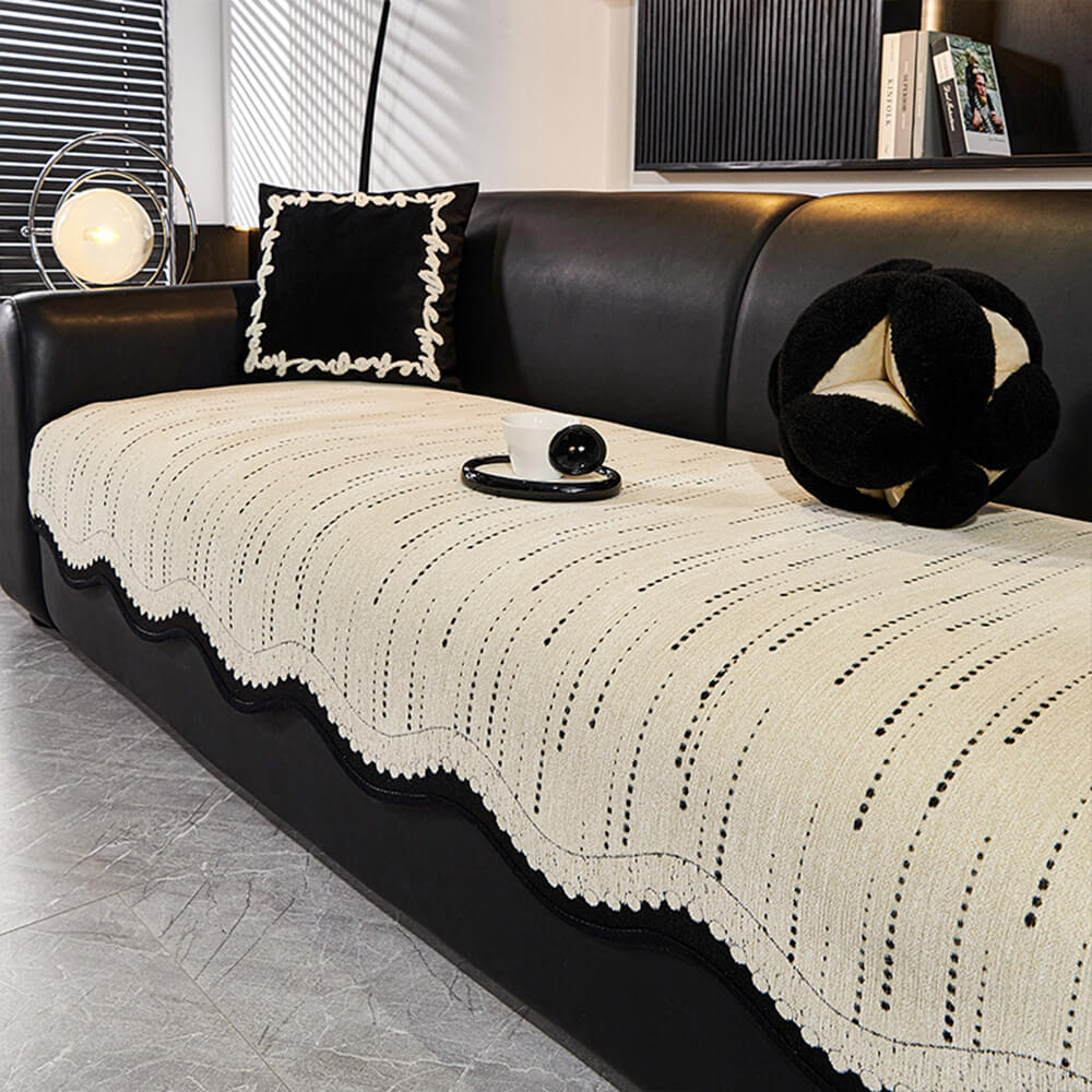 Housse de canapé élégante en chenille ondulée anti-rayures - Image 3