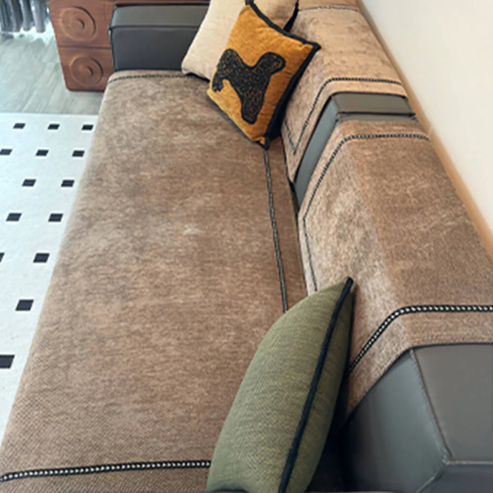 Housse de canapé en chenille antidérapante à poids élevé jacquard moderne et simple - Image 10