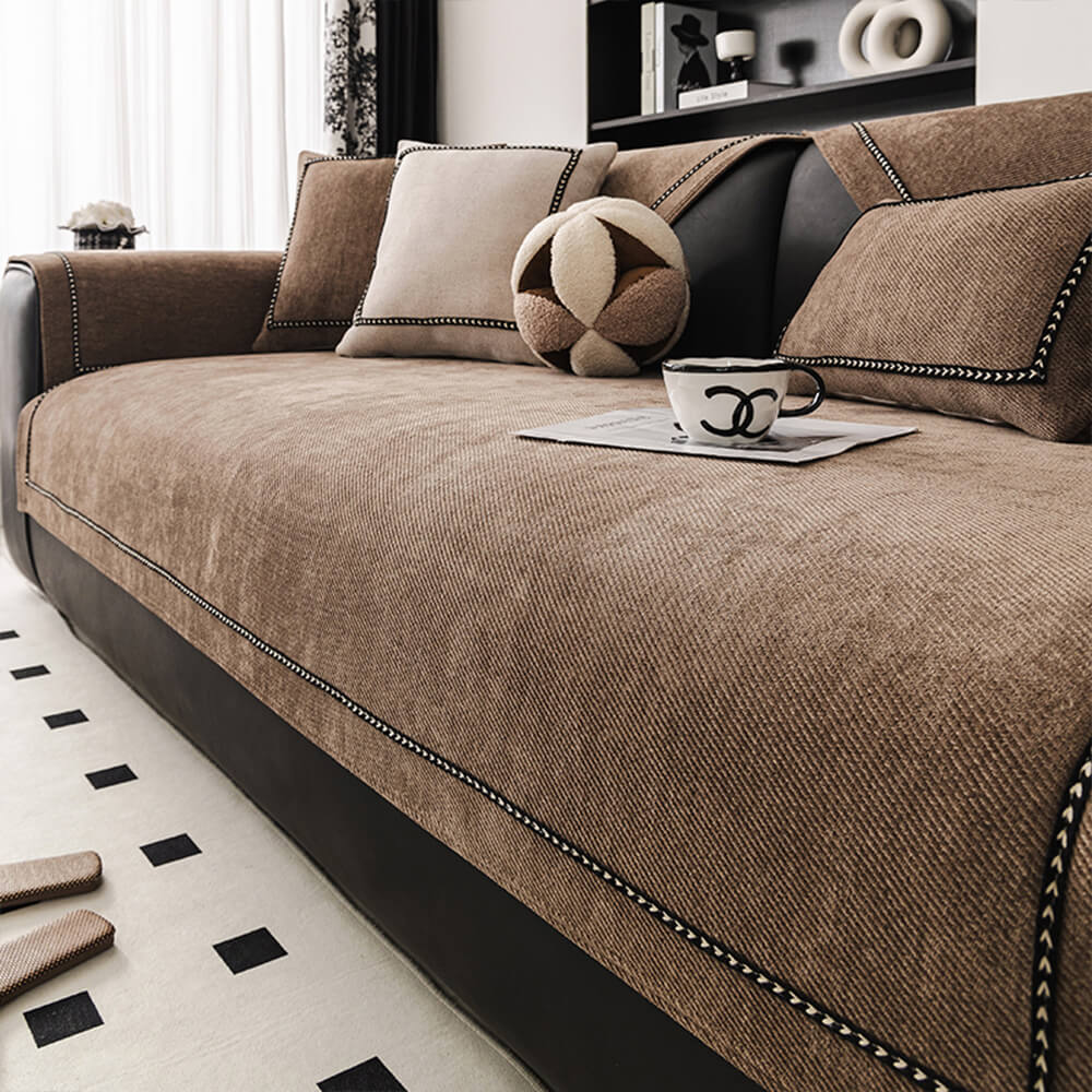 Housse de canapé en chenille antidérapante à poids élevé jacquard moderne et simple - Image 3