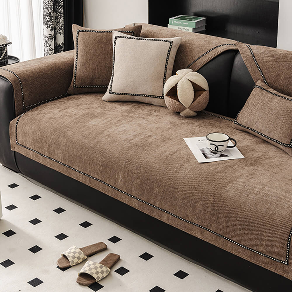 Housse de canapé en chenille antidérapante à poids élevé jacquard moderne et simple - Image 7