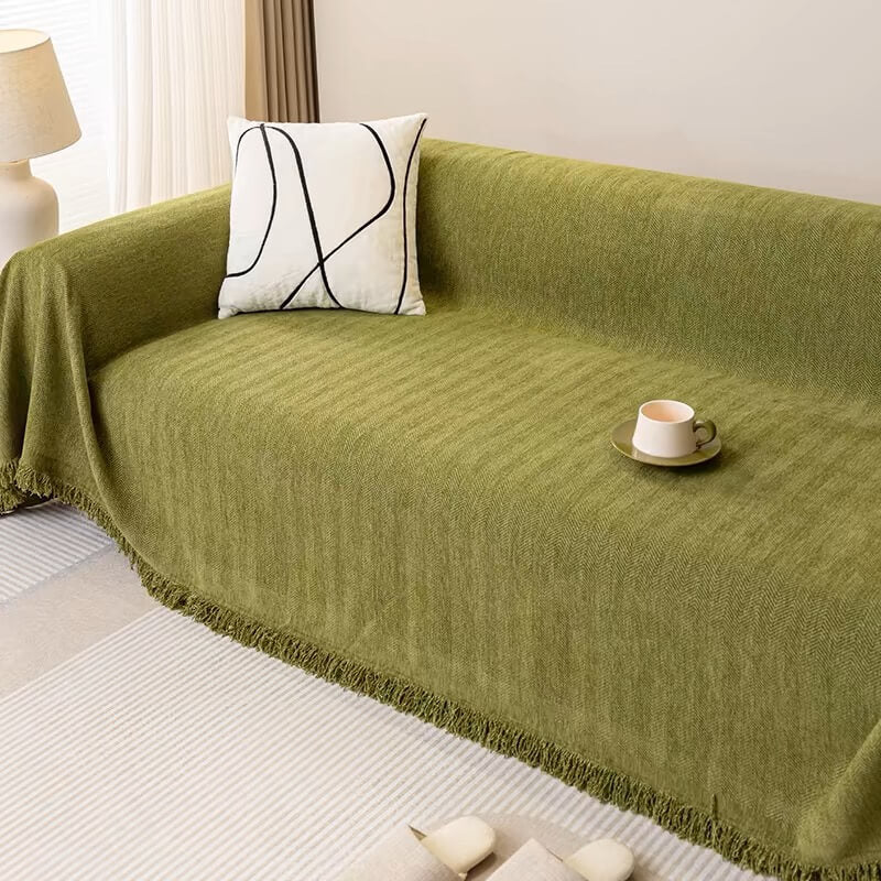 Jeté de canapé housse de canapé en chenille chevron - Image 3