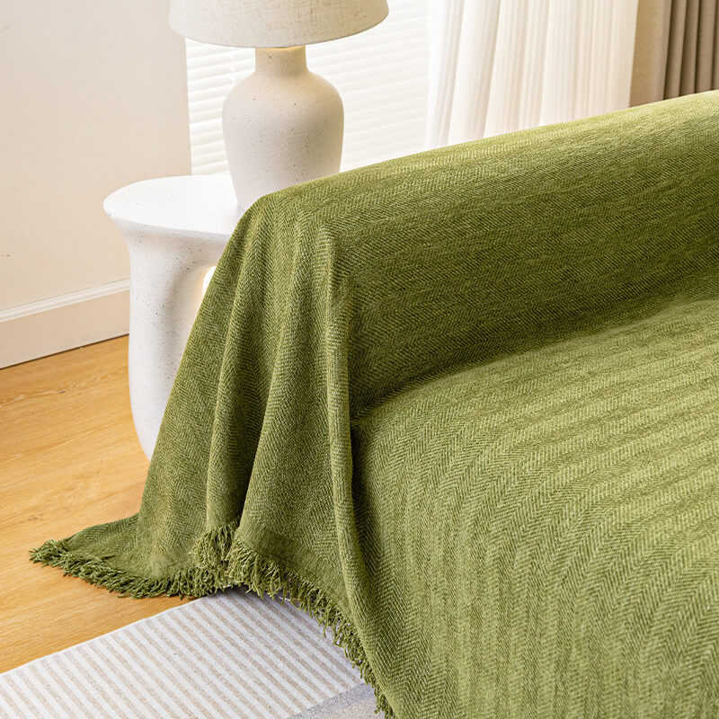 Jeté de canapé housse de canapé en chenille chevron - Image 7