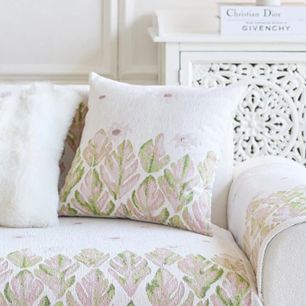 Housse de canapé en chenille confortable avec motif botanique romantique - Image 12