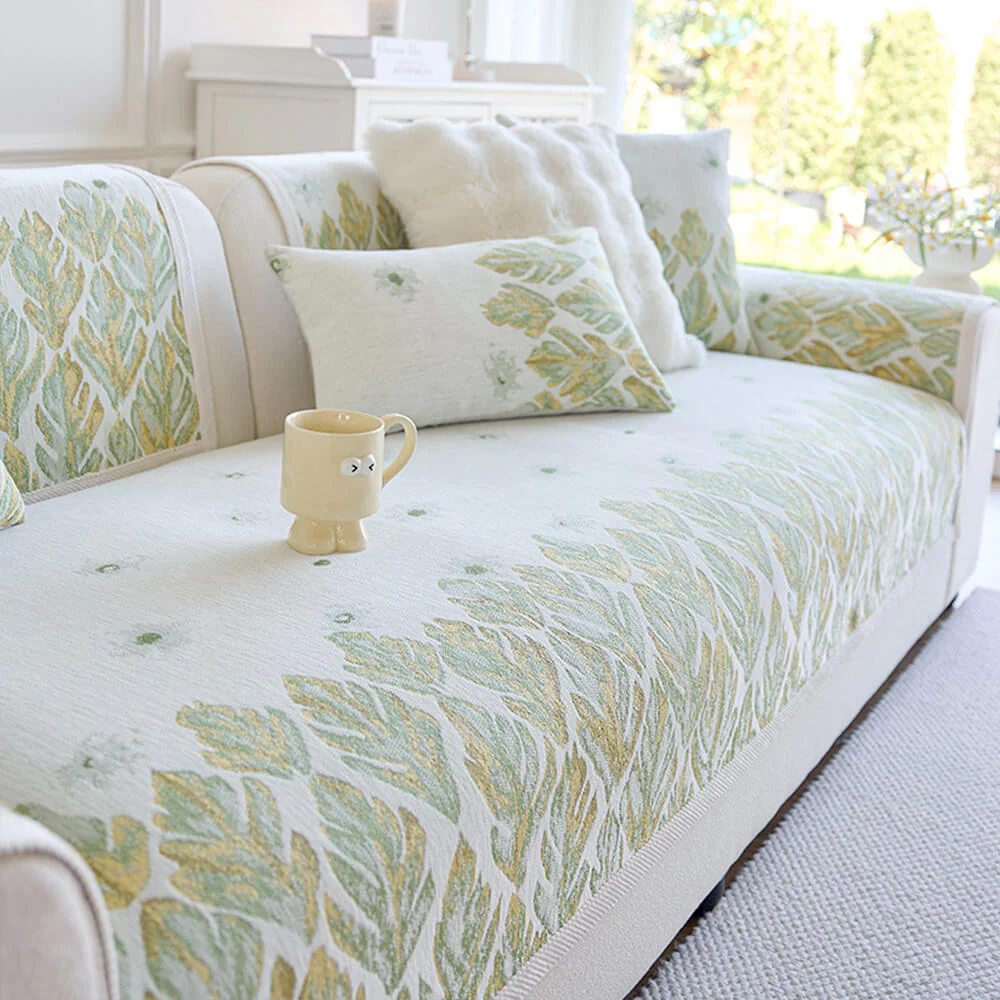 Housse de canapé en chenille confortable avec motif botanique romantique - Image 3