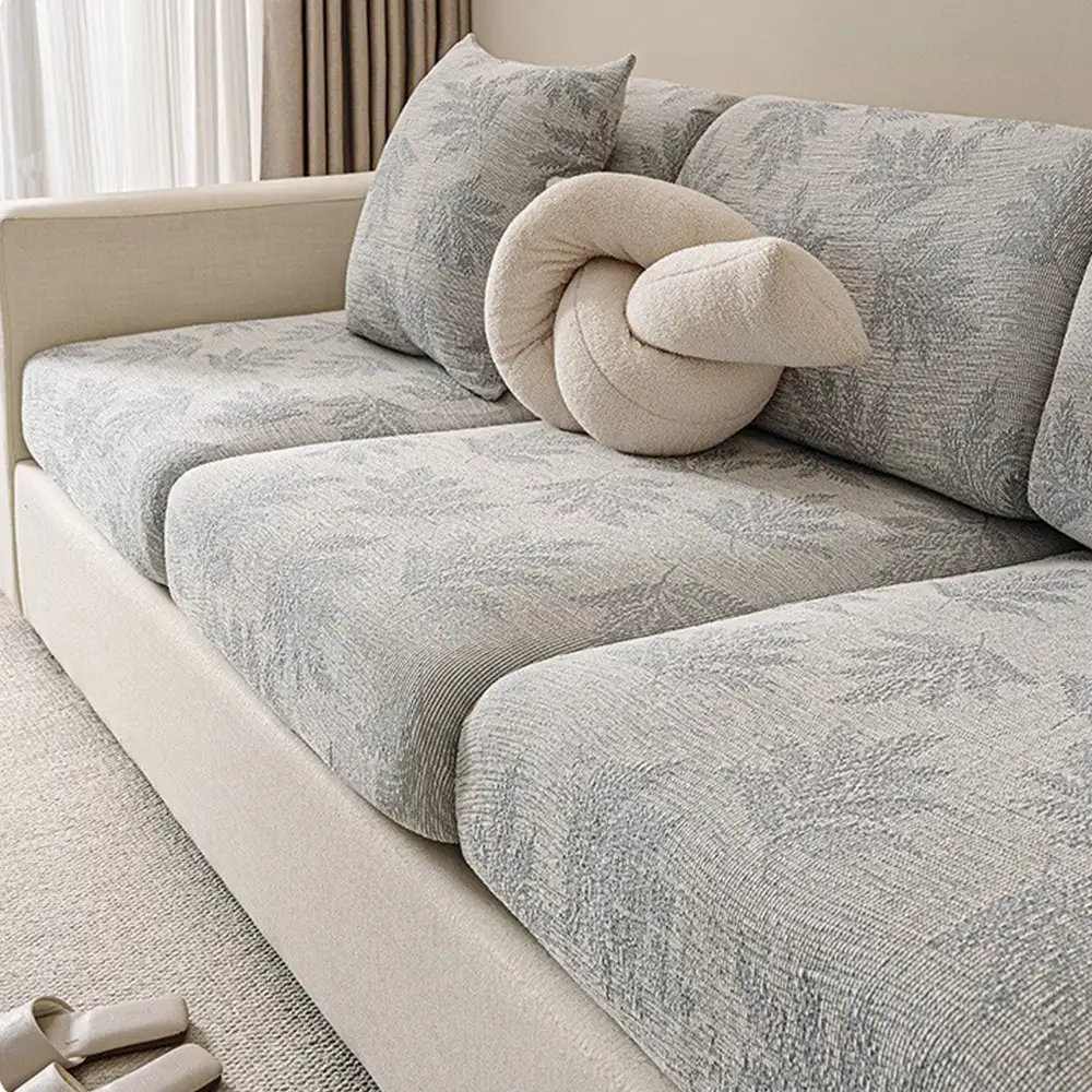 Housse de canapé d'angle extensible en chenille élastique anti-rayures