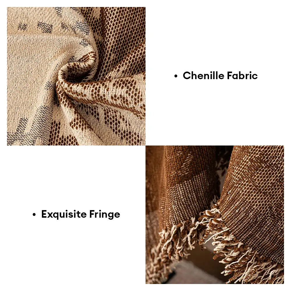 Housse de canapé Jeté de canapé en chenille jacquard botanique vintage, résistant aux griffures. - Image 5
