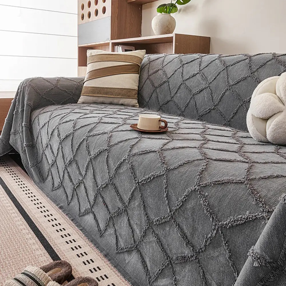 Housse de canapé en chenille jacquard rétro jungle anti-rayures Jeté de canapé