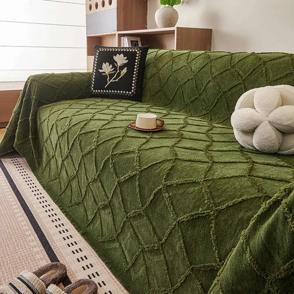 Housse de canapé en chenille jacquard rétro jungle anti-rayures Jeté de canapé - Image 2