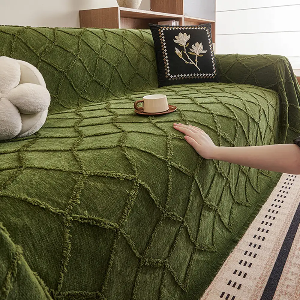 Housse de canapé en chenille jacquard rétro jungle anti-rayures Jeté de canapé - Image 6