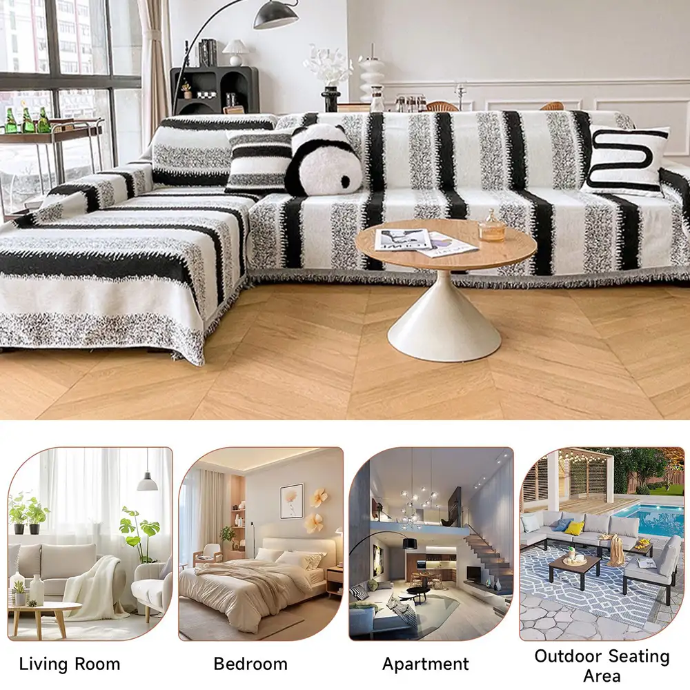 Jeté de canapé plaid pour canapé en chenille rayée résistante aux égratignures tendance - Image 10