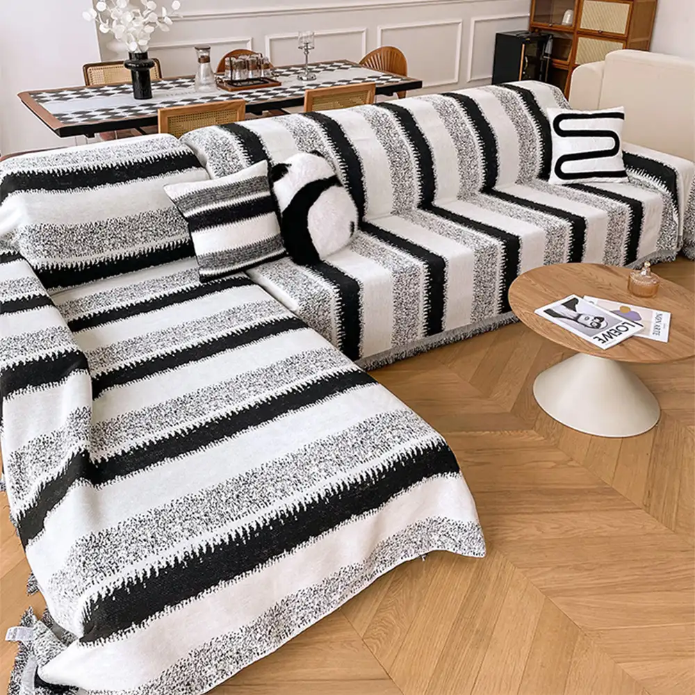 Jeté de canapé plaid pour canapé en chenille rayée résistante aux égratignures tendance - Image 12