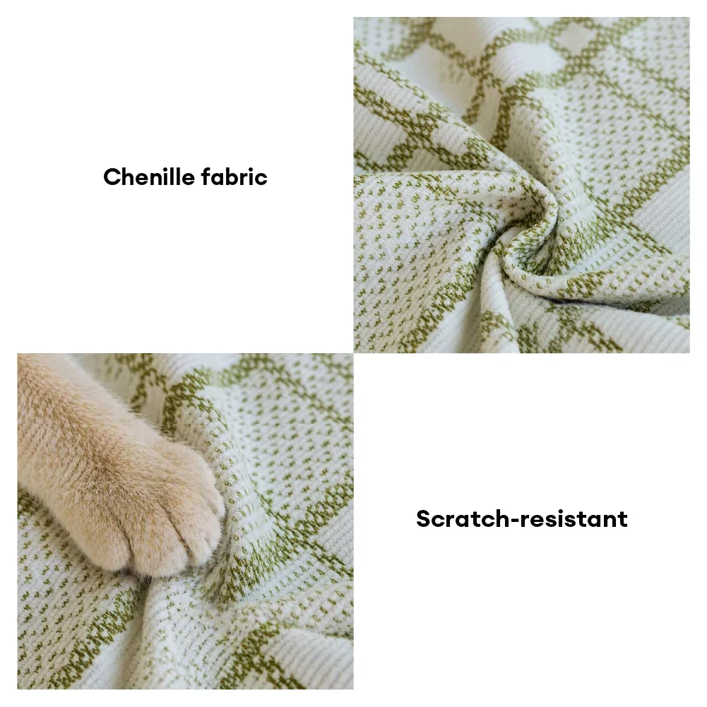 Housse de canapé en chenille respirante à motif à carreaux - Image 6