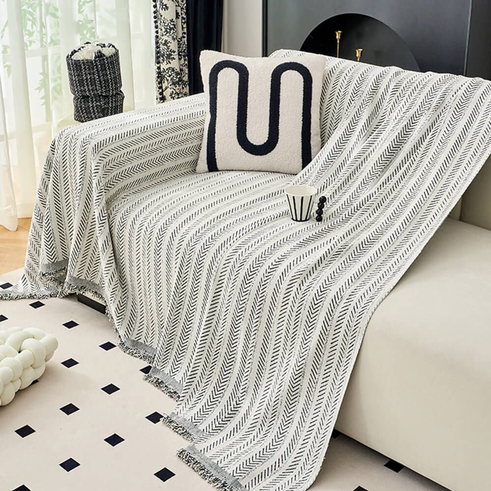 Jeté de canapé housse de canapé en chenille chevron élégant - Image 11