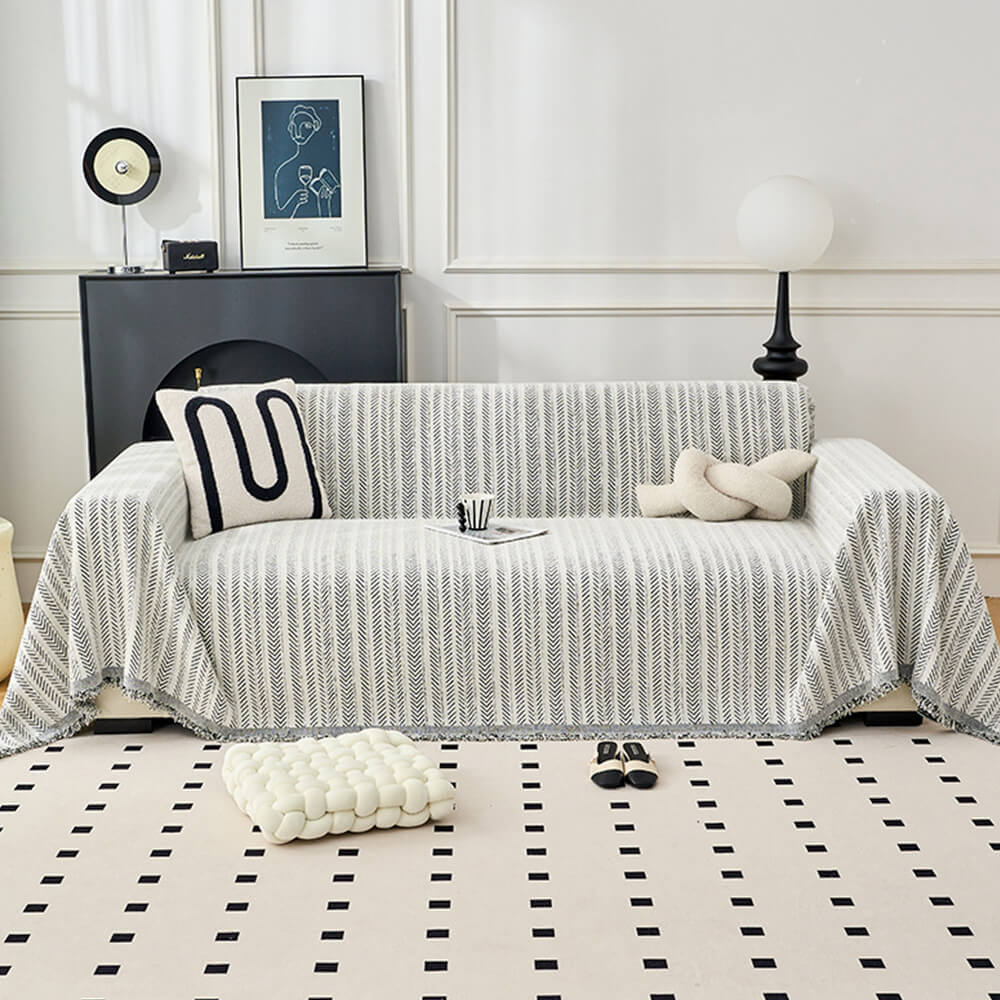Jeté de canapé housse de canapé en chenille chevron élégant - Image 8