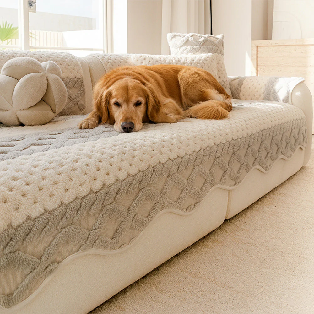 Housse de canapé en peluche confortable, douce pour la peau, antidérapante. - Image 2
