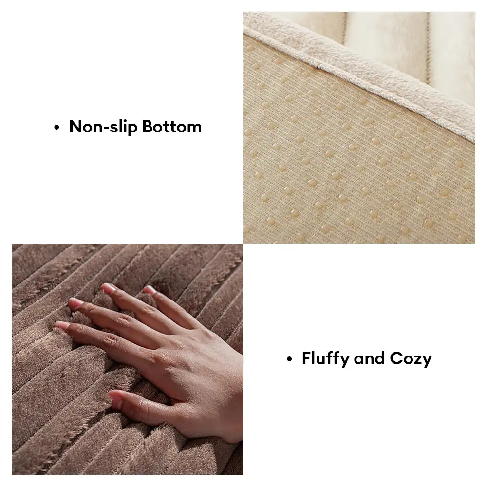 Housse de canapé en peluche douce antidérapante rayures asymétriques modernes - Image 9