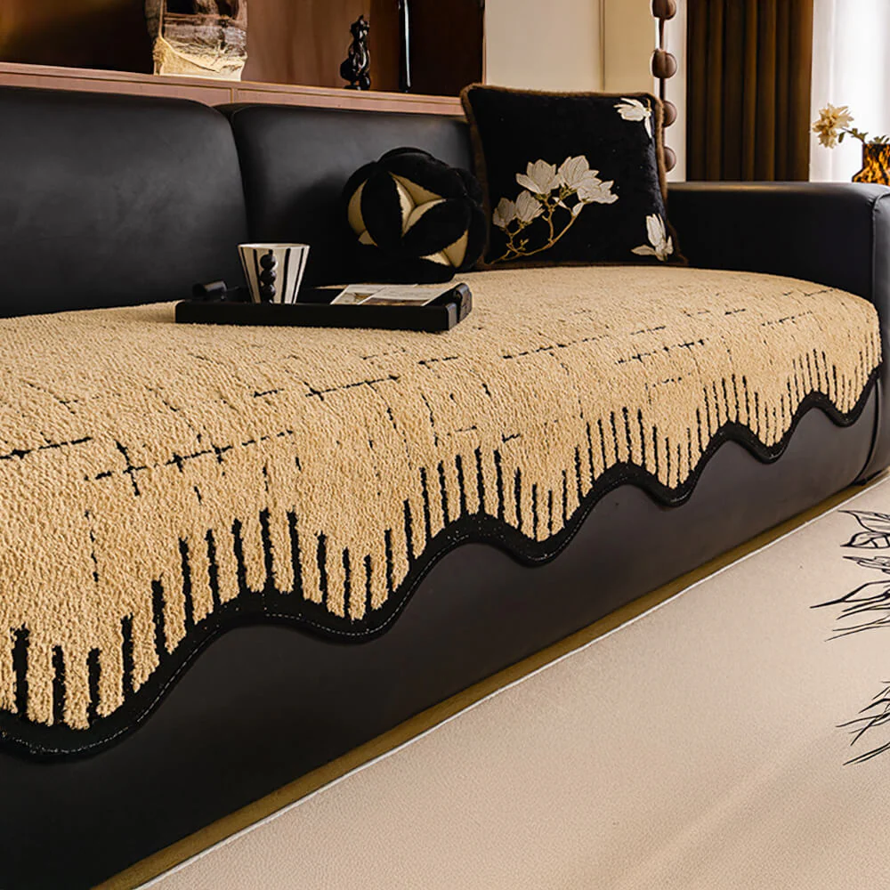 Housse de canapé en peluche épaisse et douce avec bords ondulés irréguliers - Image 10